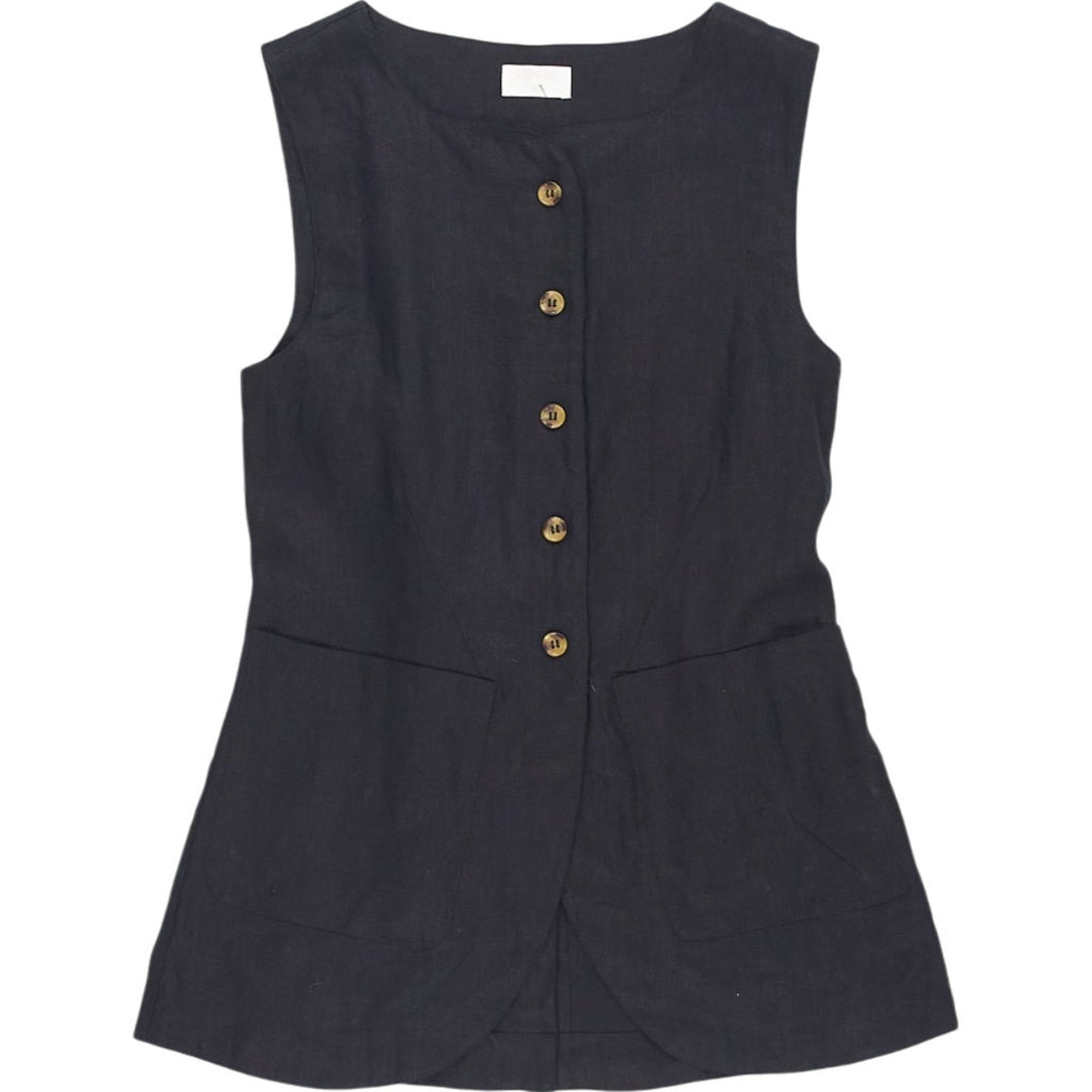 Posse Black Sleeveless Button Top