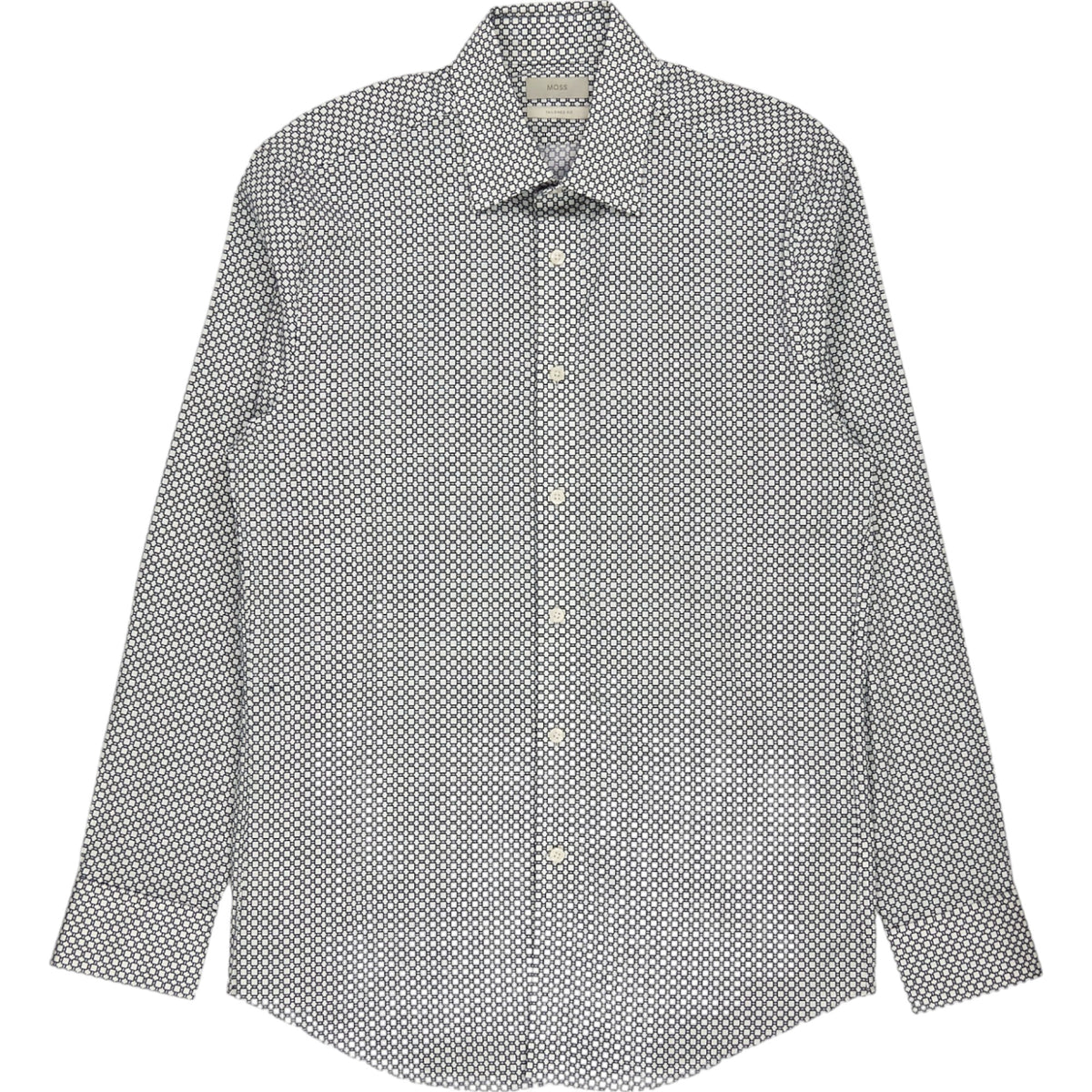 Moss Black Tan Geometric Print Tailored Fit Shirt