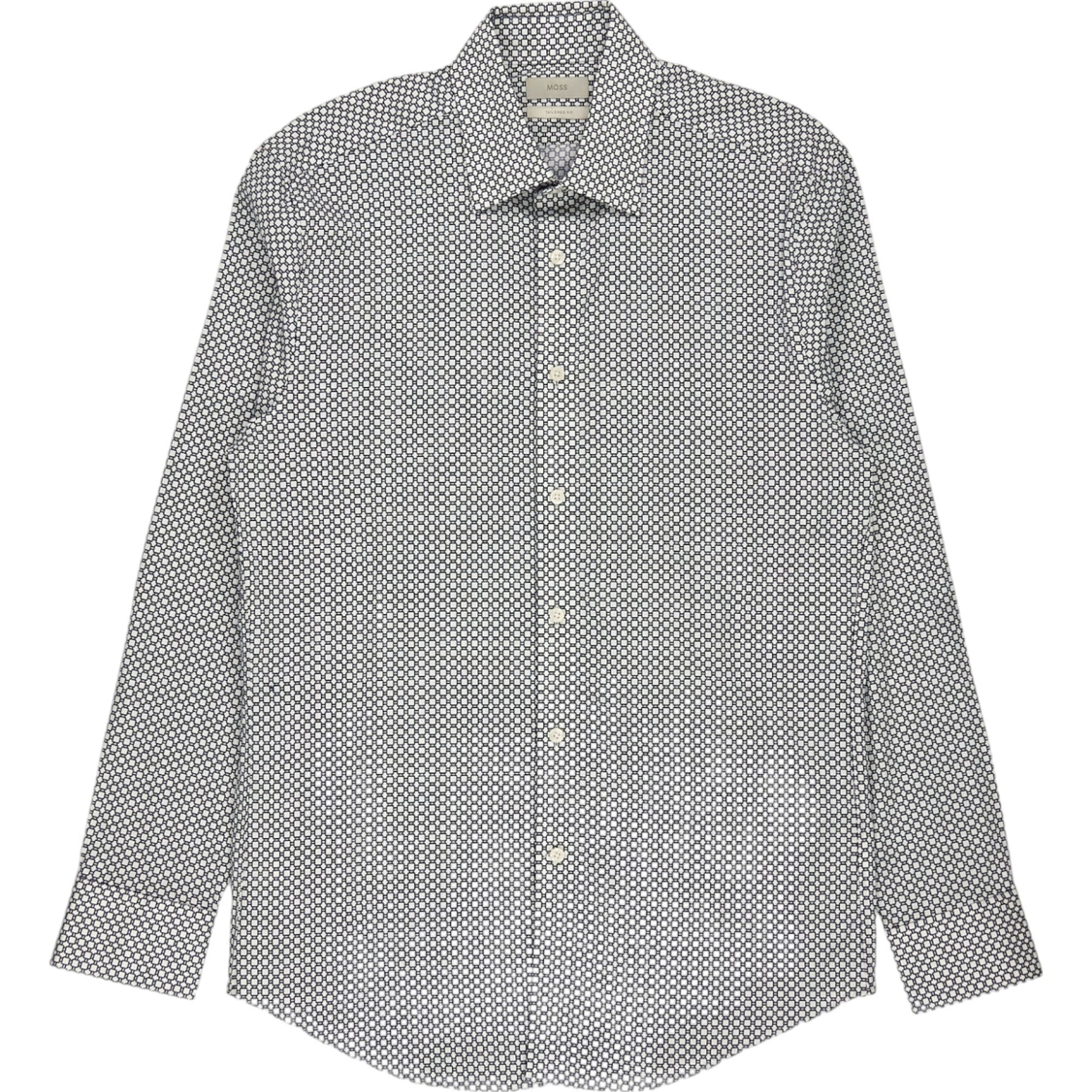 Moss Black Tan Geometric Print Tailored Fit Shirt