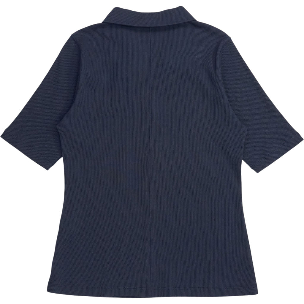Baukjen Navy Ivy Rib Zip Collar Top