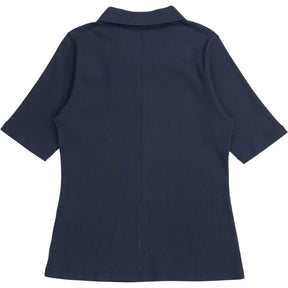 Baukjen Navy Ivy Rib Zip Collar Top