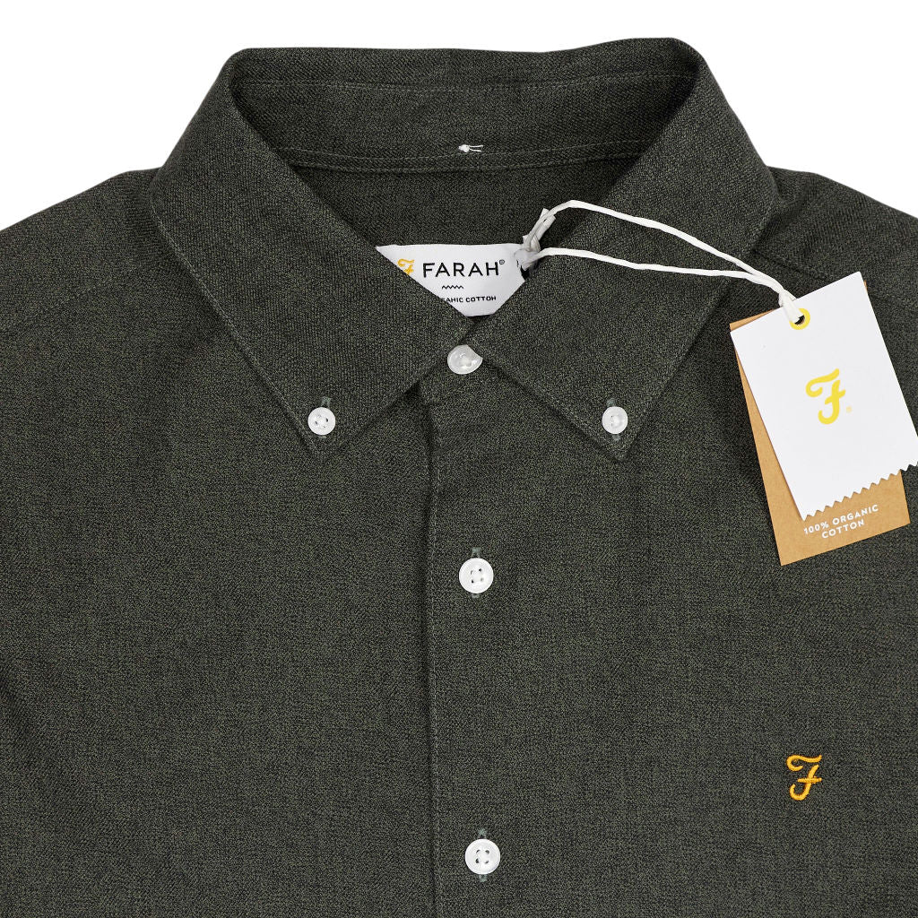 Farah Green Button-Down Organic Cotton Shirt