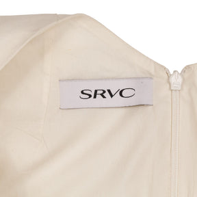 SRVC Cream Halter Off-Shoulder Top