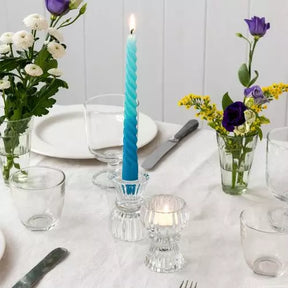 Double-ended glass candle holder