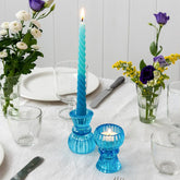 Double-ended glass candle holder