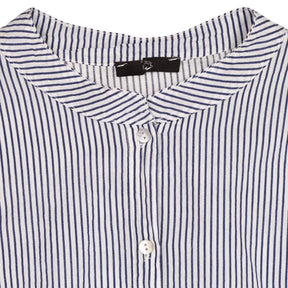 Striped Blue Gathered Sleeve Shirt