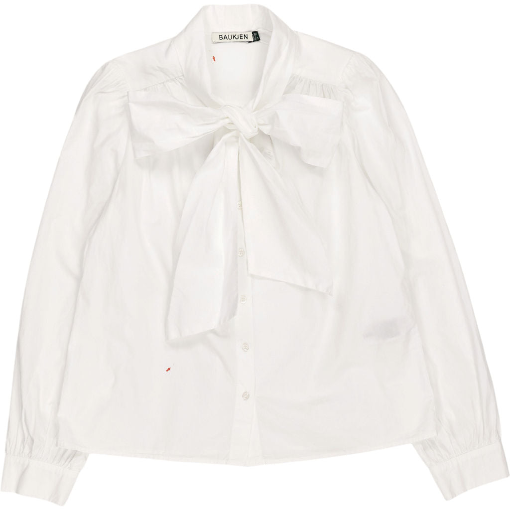 Baukjen White Araya Cotton Bow Neck Blouse