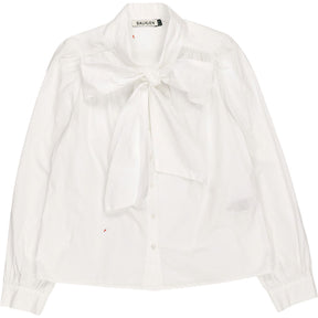 Baukjen White Araya Cotton Bow Neck Blouse
