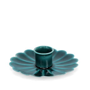 Blue Enamel Flat Flower Candle Holder