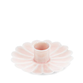 Pink Enamel Flat Flower Candle Holder