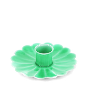 Green Enamel Flat Flower Candle Holder