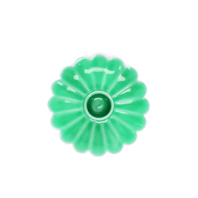 Green Enamel Flat Flower Candle Holder