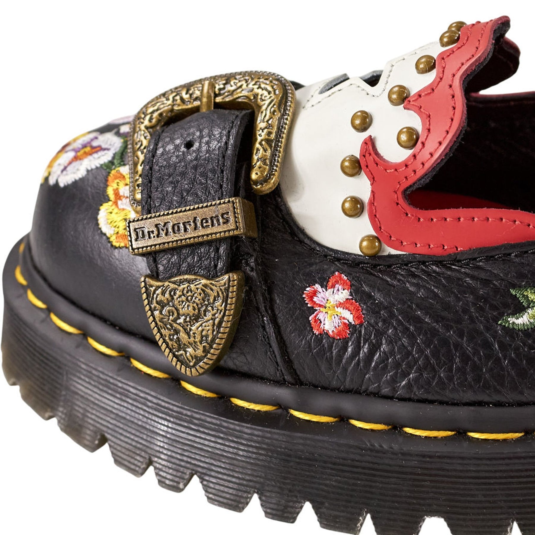 Dr. Martens Black Floral Embroidered Shoes UK 7