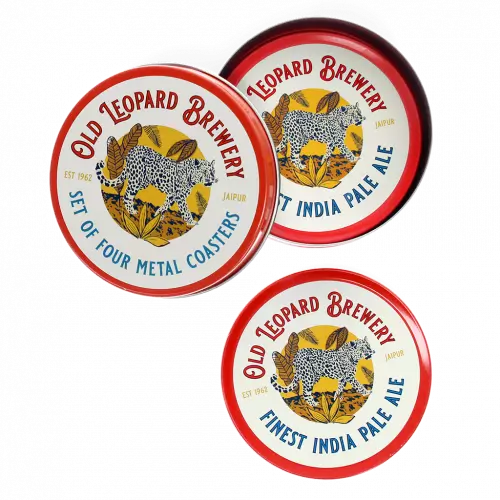 Metal coasters (set of 4) - Old Leopard Brewery