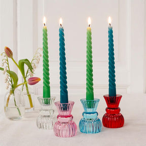 Twisted candles (pack of 4) - Green and Blue