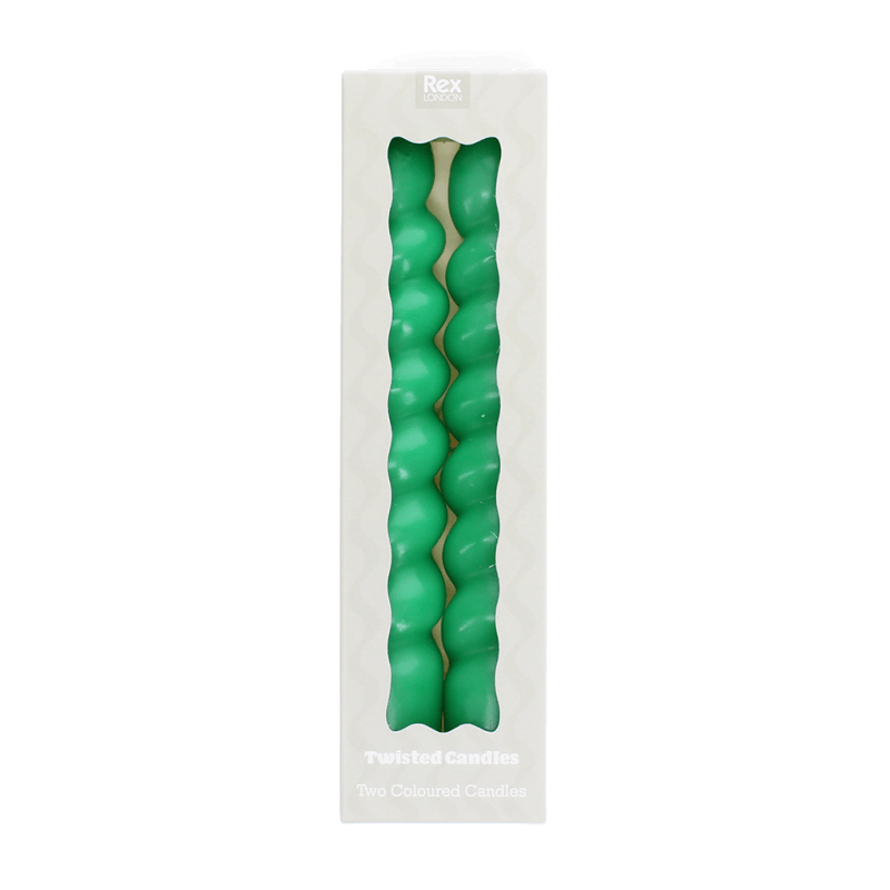 Twisted candles (pack of 2) - Dark Green