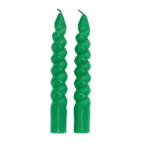 Twisted candles (pack of 2) - Dark Green