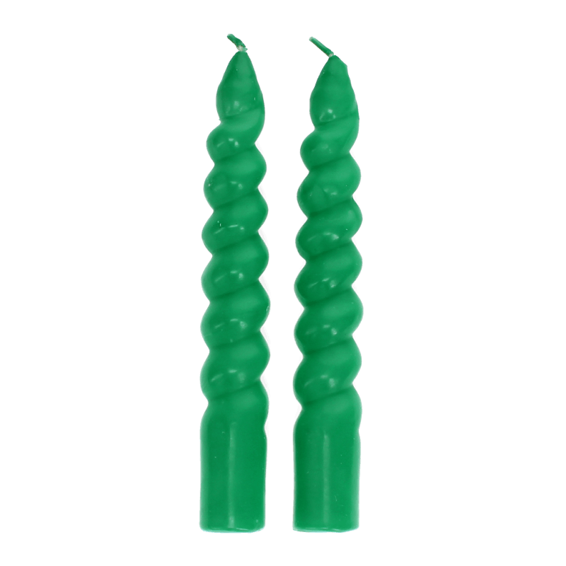 Twisted candles (pack of 2) - Dark Green