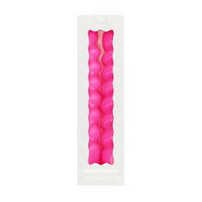 Twisted candles (pack of 2) - Bright pink