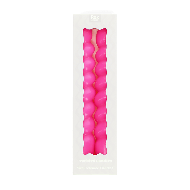 Twisted candles (pack of 2) - Bright pink