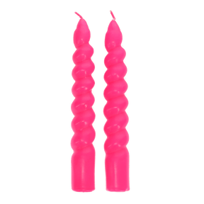 Twisted candles (pack of 2) - Bright pink