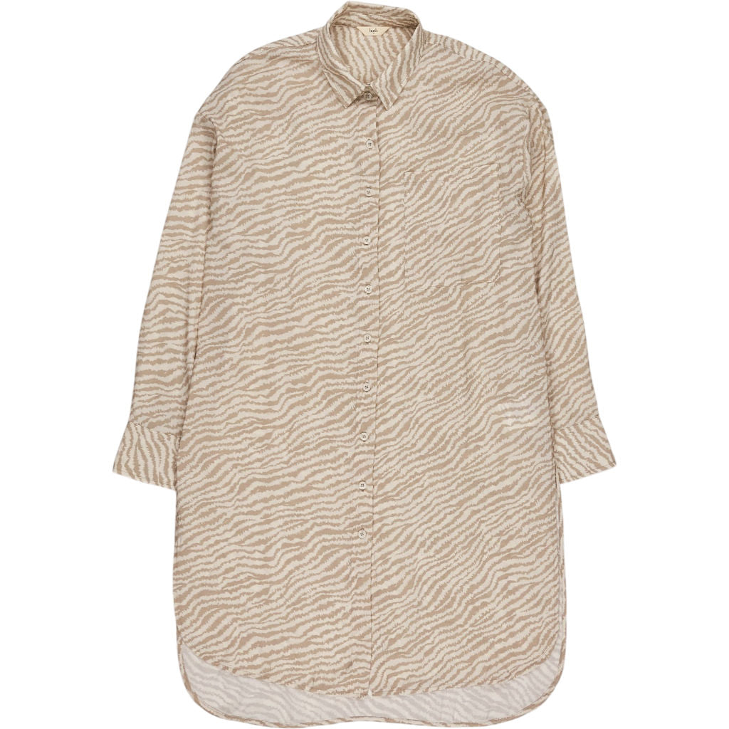 Hush Beige Zebra Print Shirt Dress