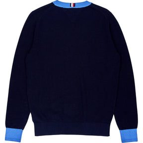 Tommy Hilfiger Blue Cotton Neck Jumper