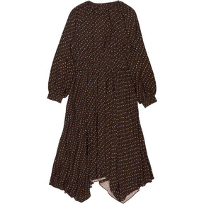 Hush Brown/Blue Tie Front Printed Dress