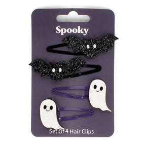 Glitter hair clips (set of 4) - Spooky