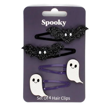 Glitter hair clips (set of 4) - Spooky