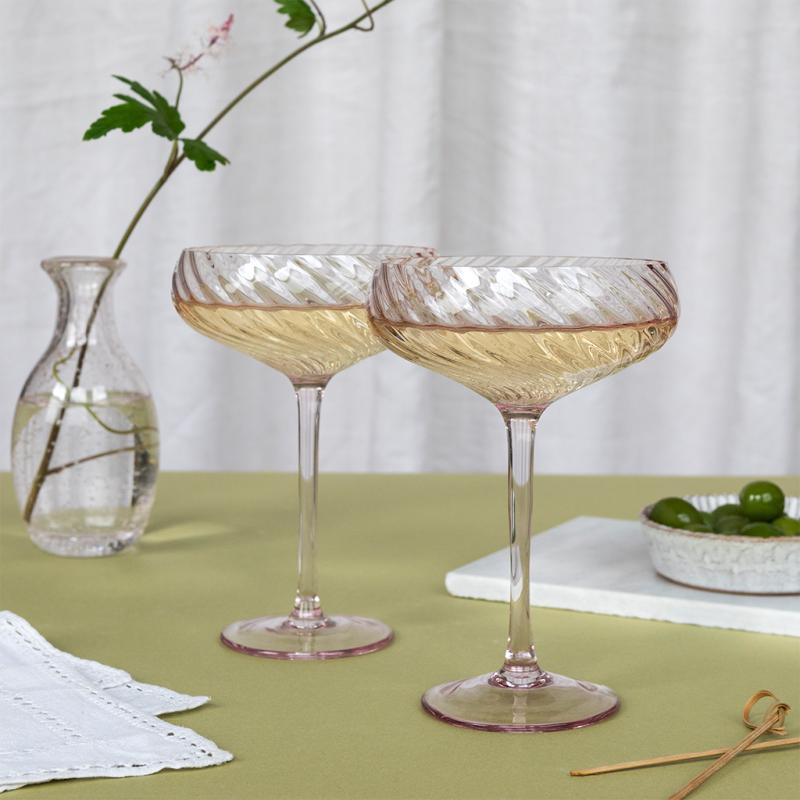 Scalloped coupe cocktail glasses 250ml (set of 2)