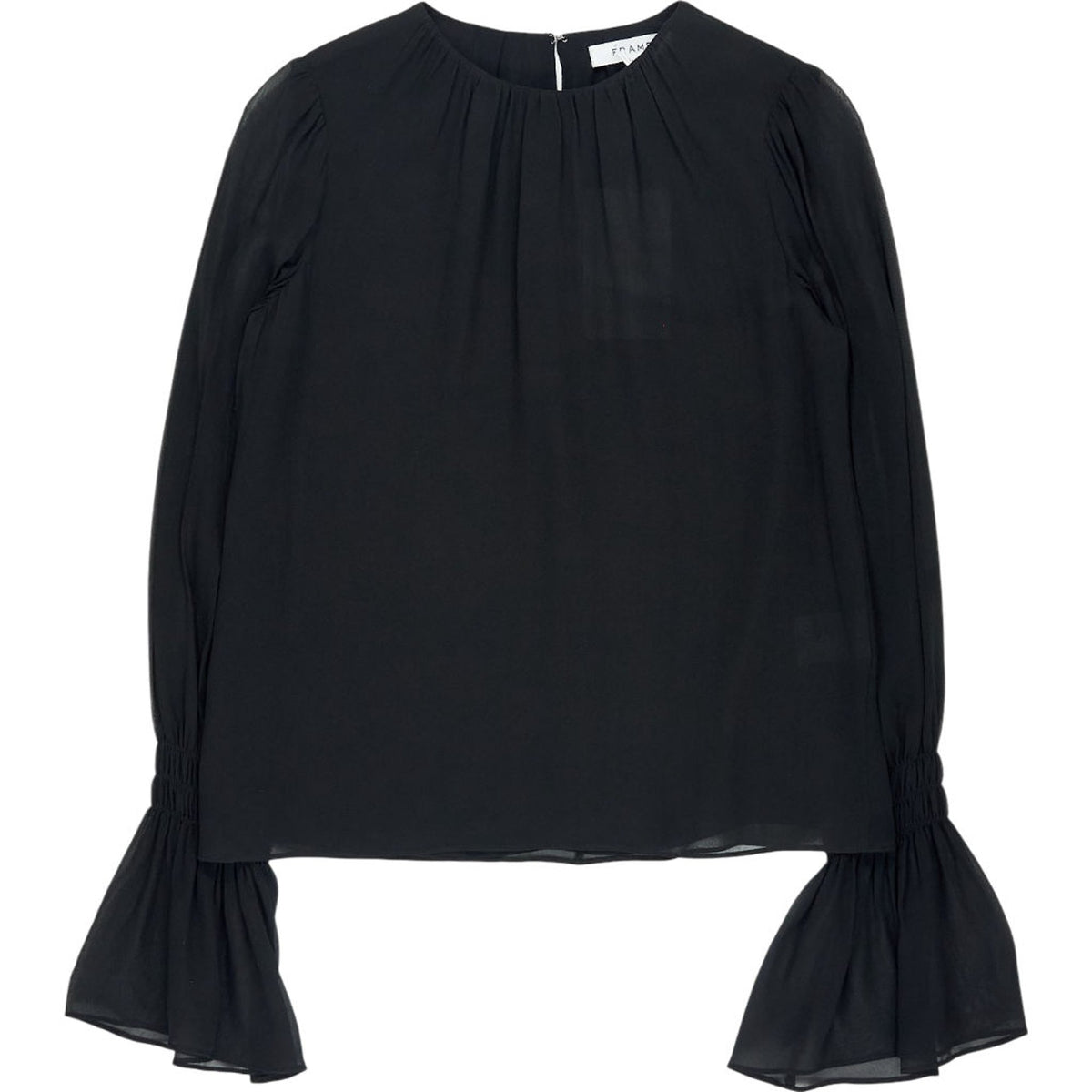 Frame Black Shirred Cuff Blouse S/P