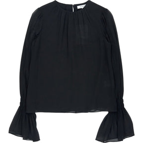 Frame Black Shirred Cuff Blouse S/P