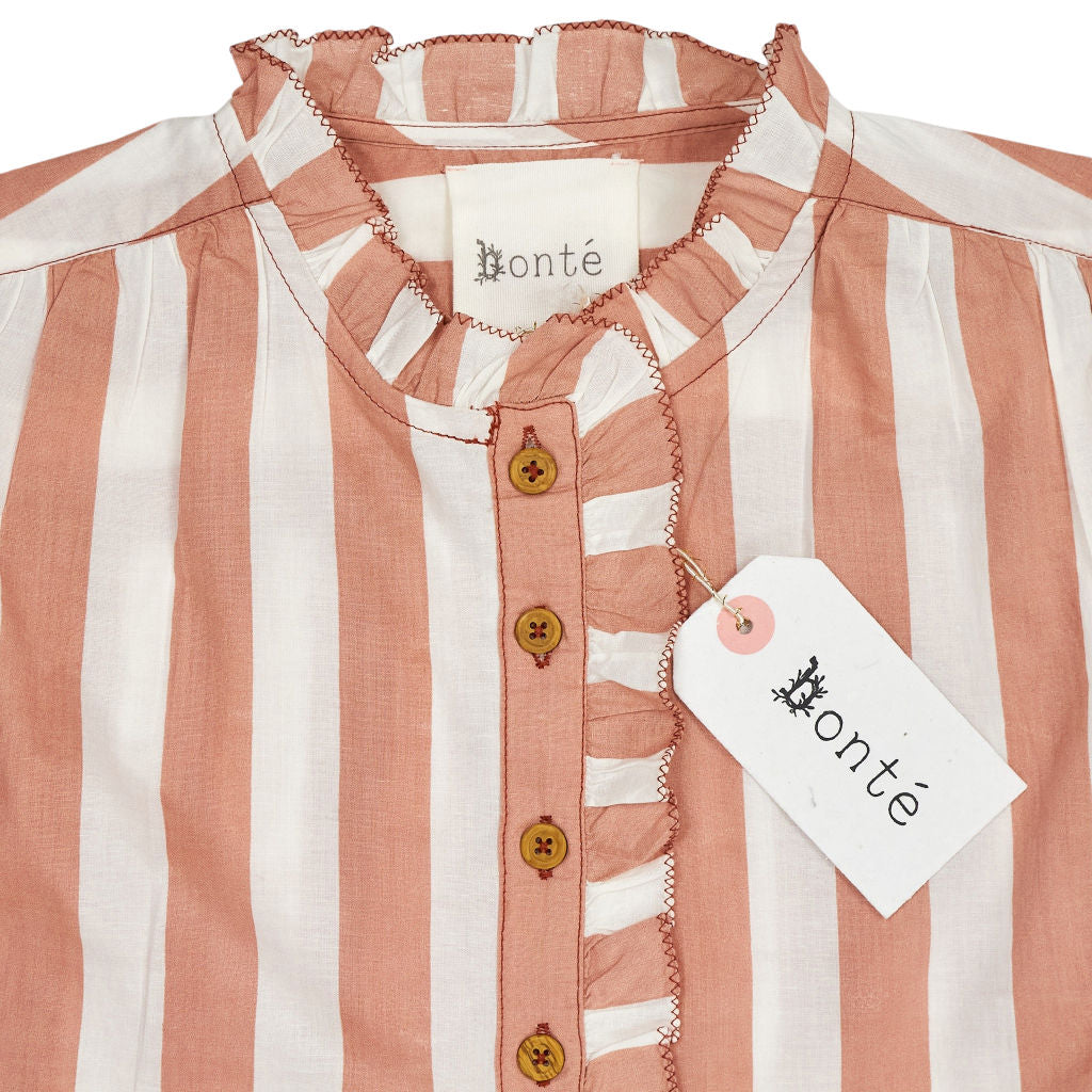 Bonte Dusty Rose White Striped Anais Blouse