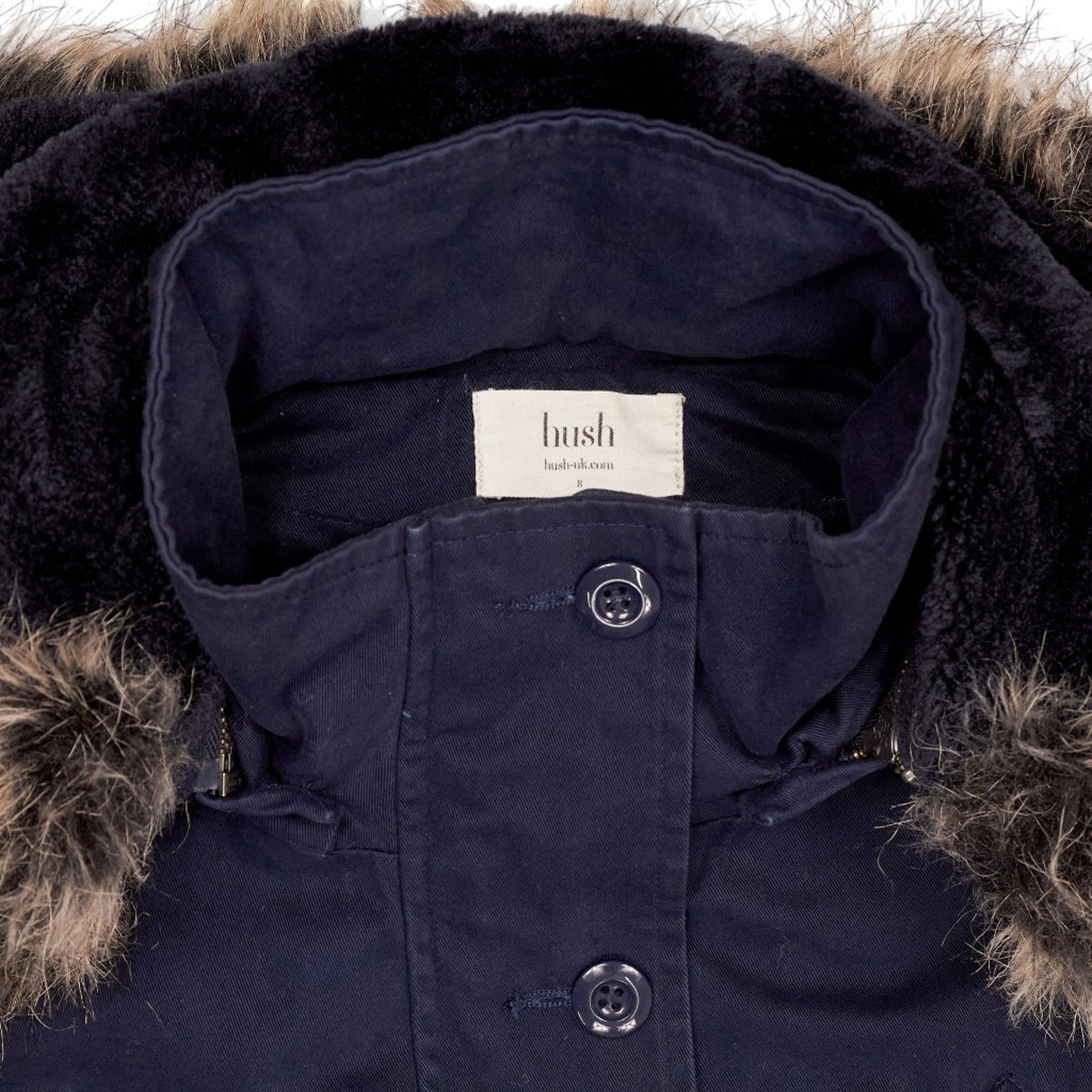 Hush Navy Faux Fur Trim Parka