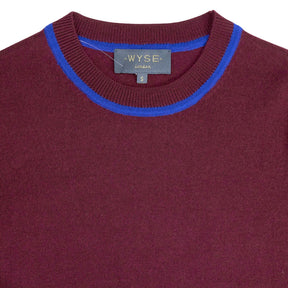 Wyse Burgundy Contrast Crew Neck Jumper