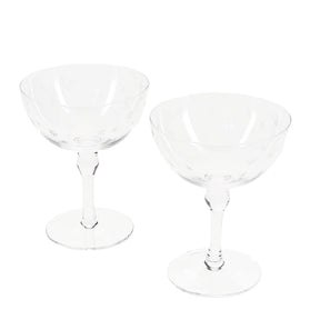 Etched star coupe glasses (set of 2) - Clear