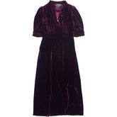 Wyse Deep Fig Burgundy Silk Velvet Paulina Dress