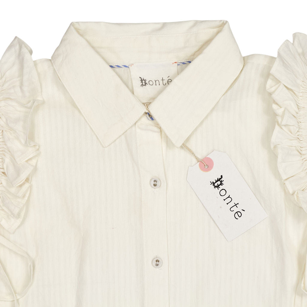 Bonté White Lina Shirt with Ruffle Sleeves