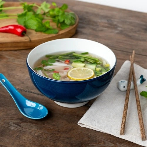 Ceramic noodle bowl set - Blue whale