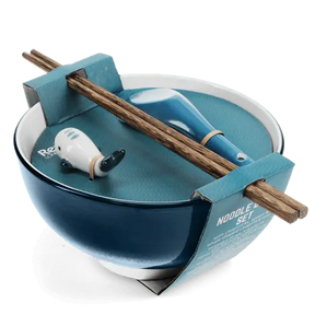 Ceramic noodle bowl set - Blue whale