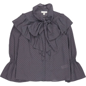 Topshop Grey Polka Dot Ruffle Blouse