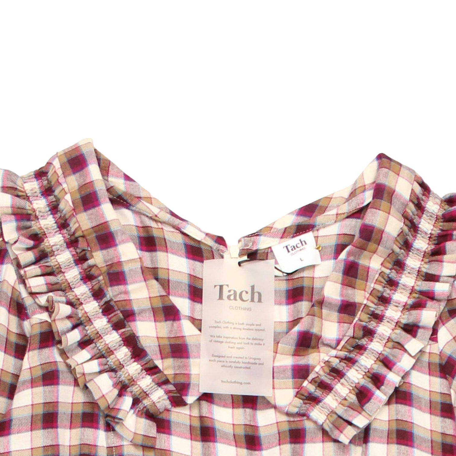 Tach Clothing Cream/Pink Plaid Maxi Dress