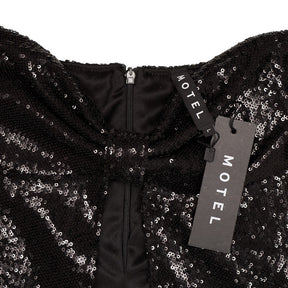 Motel Black Healy Top Statement Sequin Bow