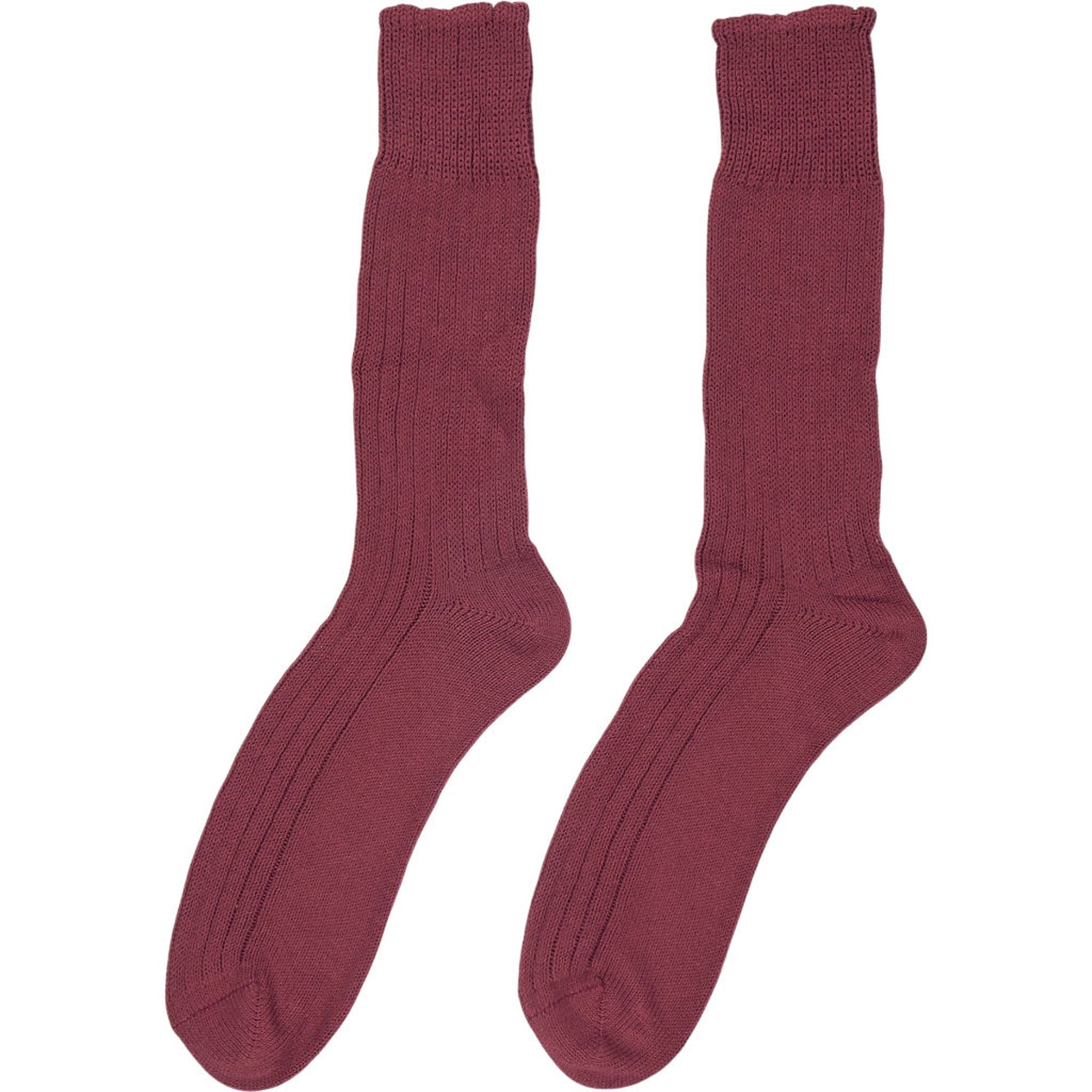 Drake's Burgundy Ribbed Socks L