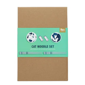 Chopsticks, rests and dipping bowls set - Cat