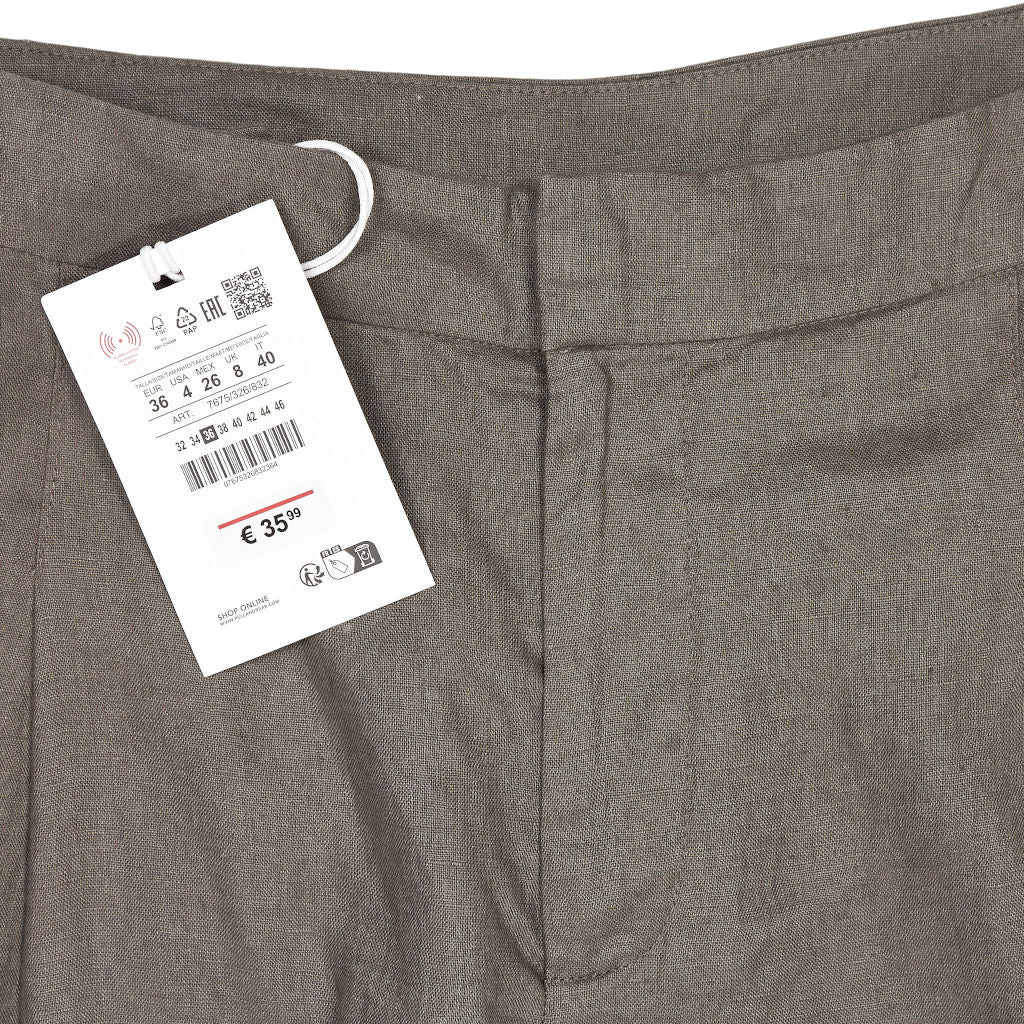 Pull & Bear Brown Linen Wide Leg Trousers