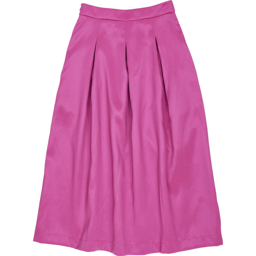 Wyse Pink Pleated Midi Skirt