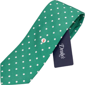 Drake's Emerald Polka Dot Silk Tie