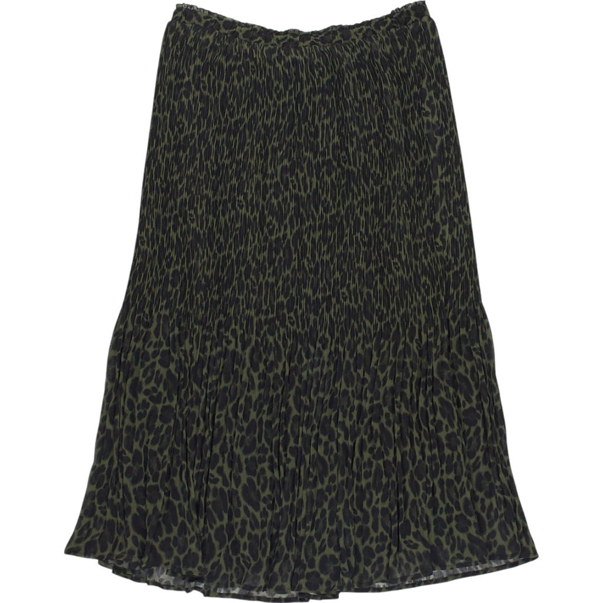 Wyse Green Leopard Print Midi Skirt
